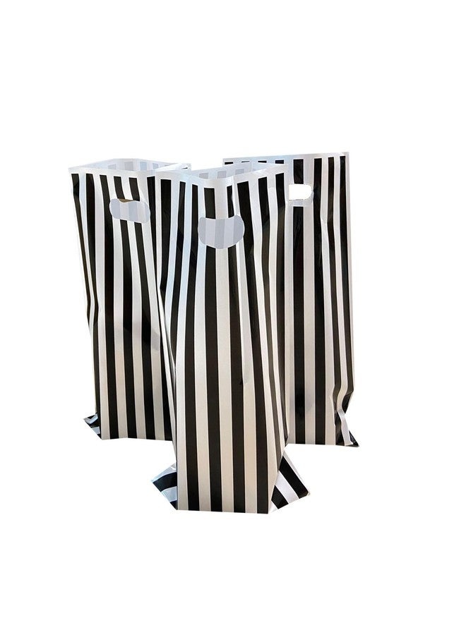 LYK 30-Piece Black & White Striped Treat Bags - Plastic Circus Carnival Party Candy & Goodie Bags for Kids' Birthday Parties - Image 5